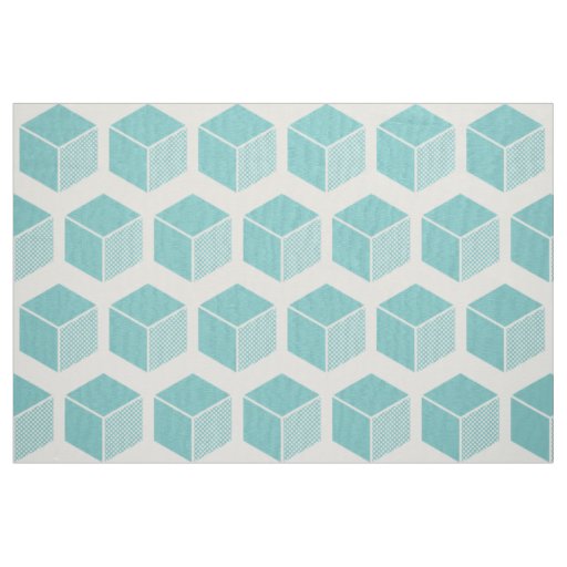 Block Pattern 02 - Light Blue Green on White Fabric