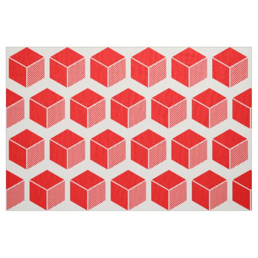 Block Pattern 02 - Red on White Fabric
