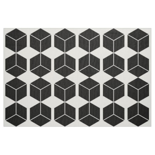 Block Pattern - Black on White Fabric