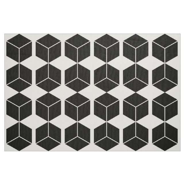 Block Pattern - Black on White Fabric (Fat Quarter)