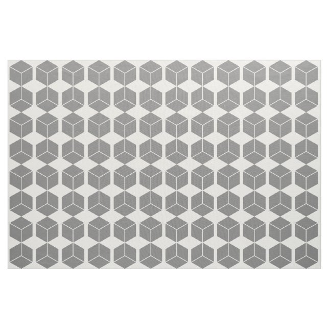 Block Pattern - Gray on White Fabric (Yard)