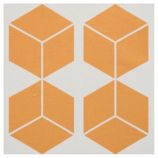 Block Pattern - Light Orange on White Fabric