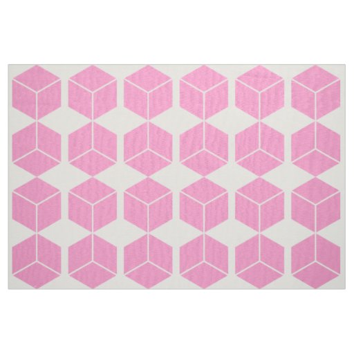 Block Pattern - Pink on White Fabric