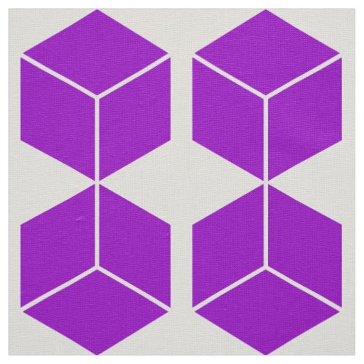 Block Pattern - Purple on White Fabric