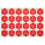 Block Pattern - Red on White Fabric