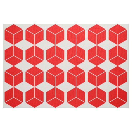 Block Pattern - Red on White Fabric