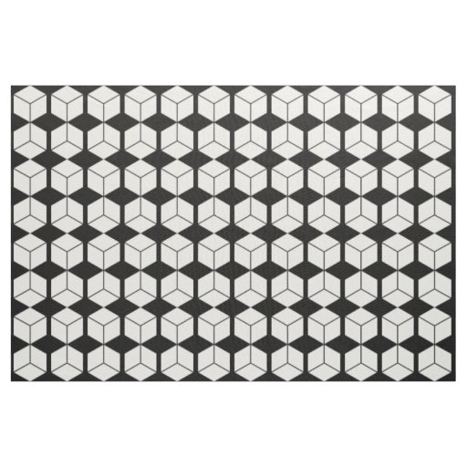 Block Pattern - White on Black Fabric