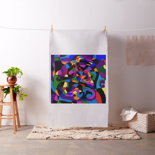 Block patterned mosaic deep mixed vibrant colors fabric