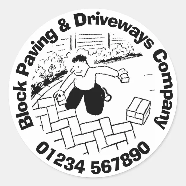 Block Paving and Driveways Workers Classic Round Sticker | Zazzle