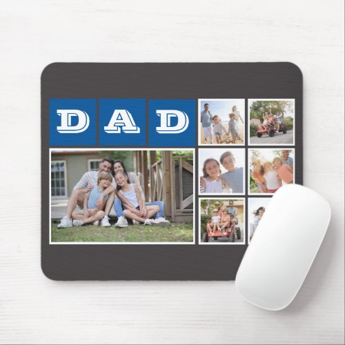 Block Photo Collage DAD  Gray Blue  Mouse Pad