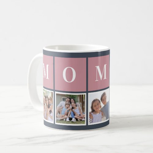 Block Photo Collage MOM  Blue Pink Coffee Mug