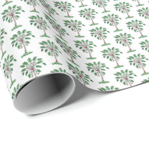 Block Print Christmas Palmetto Wrapping Paper