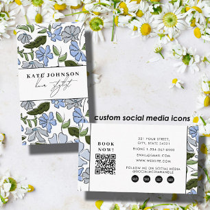 Block Print Floral Salon Hair Stylist Makeup Business Card