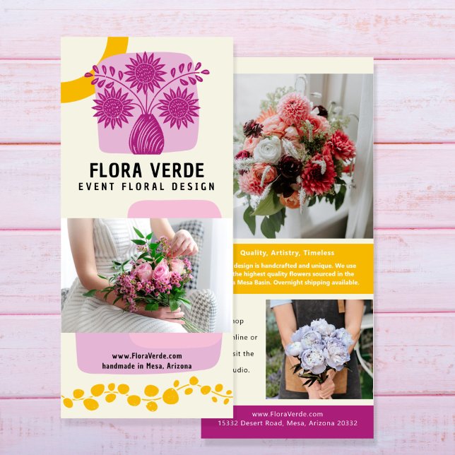Block Print Flower Creative Marketing Rack Card (Creator Uploaded)