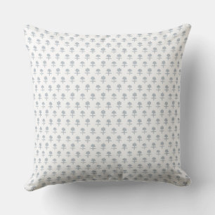 Block print inspired light blue throw pillow