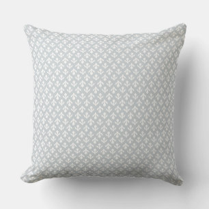 Block print inspired light gray/blue throw pillow