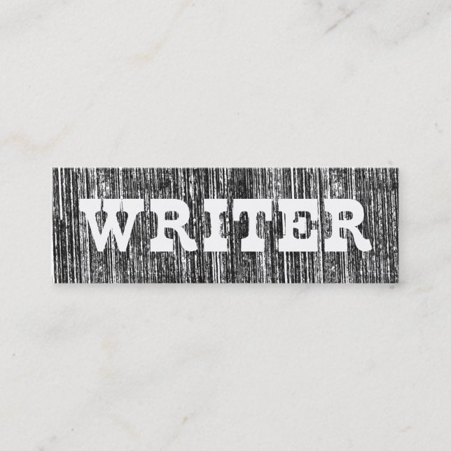 Block Print Letterpress Style Writer Mini Business Card (Front)