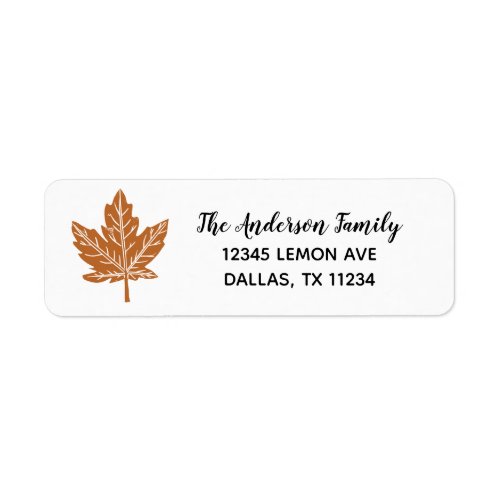 Block Print Maple Leaf return address Label