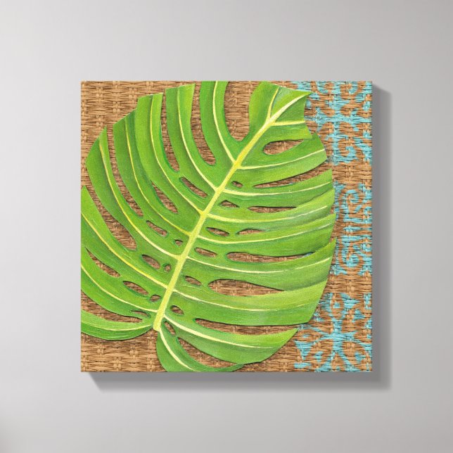 Block Print Palm on Wicker Background (Front)