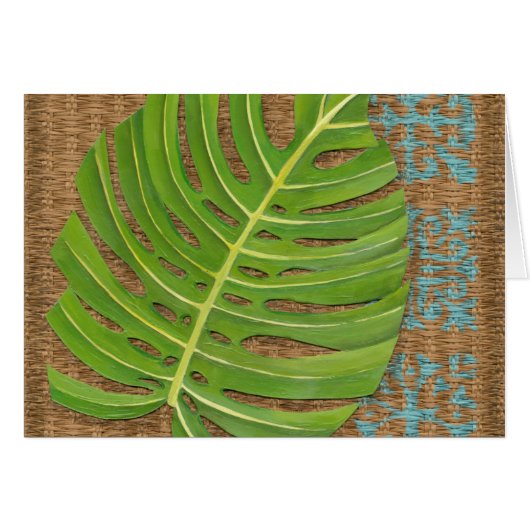 Block Print Palm on Wicker Background Cards (Front Horizontal)