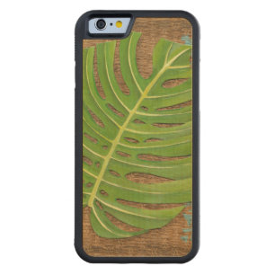 Block Print Palm on Wicker Background Carved Maple iPhone 6 Bumper Case