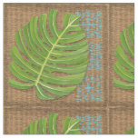Block Print Palm on Wicker Background Fabric