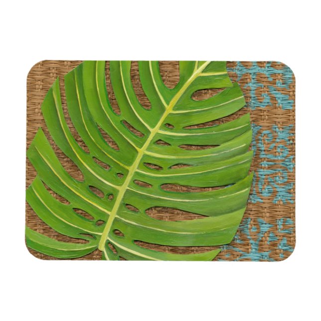 Block Print Palm on Wicker Background Magnet (Horizontal)