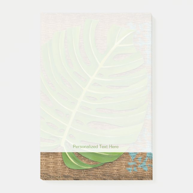 Block Print Palm on Wicker Background Post-it Notes (Front)