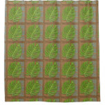 Block Print Palm on Wicker Background Shower Curtain