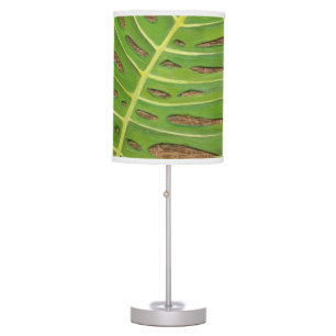 Block Print Palm on Wicker Background Table Lamp