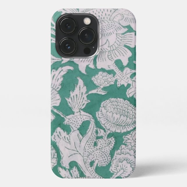 Block Print Phone Case, Green Machine iPhone Case (Back)