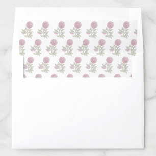 Block print pink floral envelope liner
