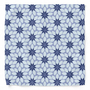 Block Print Tiled Flowers blue Bandana