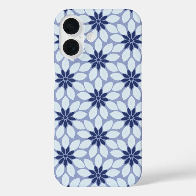 Block Print Tiled Flowers blue Case-Mate iPhone Case (Back)