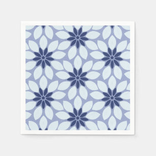 Block Print Tiled Flowers blue Napkins