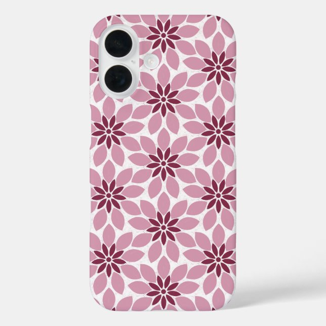 Block Print Tiled Flowers pink red Case-Mate iPhone Case (Back)