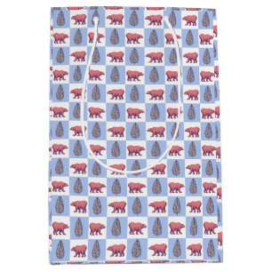 Block Print Topiary & Polar Bears Medium Gift Bag