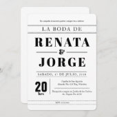 BLOCK Style Spanish Wedding Invitation (Front/Back)