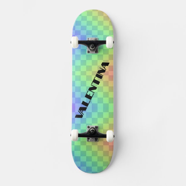 Block Typography Colorful Rainbow Custom Name Skateboard (Front)