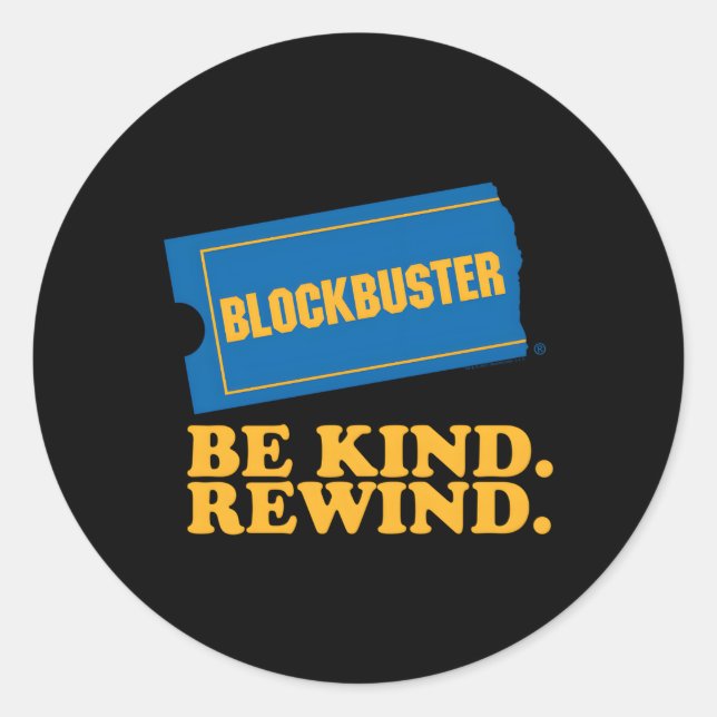 Blockbuster Be Kind Rewind Classic Round Sticker (Front)