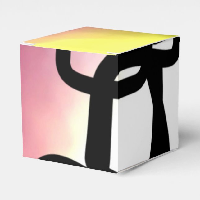 Blockchain: Abstract Pink, Yellow, Black & White Favor Boxes (Front Side)