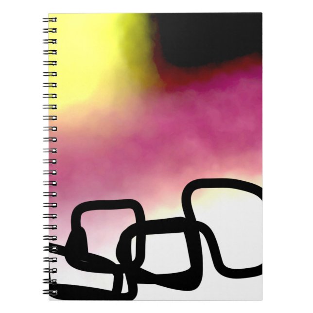 Blockchain: Abstract Pink, Yellow, Black & White Notebook (Front)
