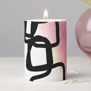 Blockchain: Abstract Pink, Yellow, Black & White Pillar Candle