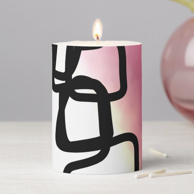 Blockchain: Abstract Pink, Yellow, Black & White Pillar Candle (Creator Uploaded)