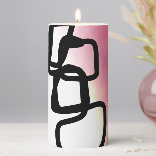 Blockchain: Abstract Pink, Yellow, Black & White Pillar Candle (Creator Uploaded)