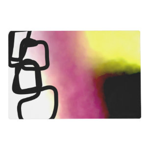 Blockchain: Abstract Pink, Yellow, Black & White Placemat