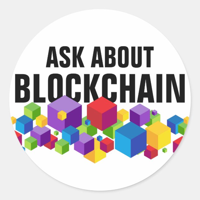 Blockchain Cube Design Classic Round Sticker (Front)