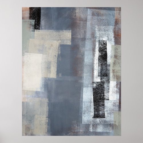 Blocked Gray and Beige Abstract Art Poster Print