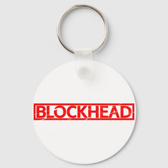Blockhead Stamp Keychain (Front)