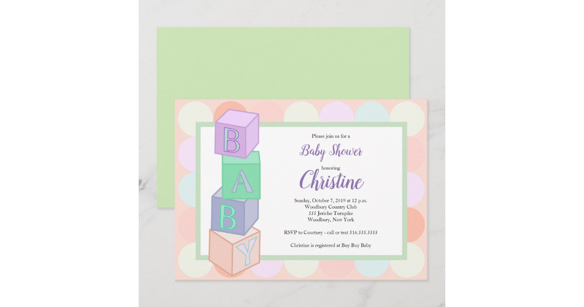 Blocks Baby Shower Invitation | Zazzle
